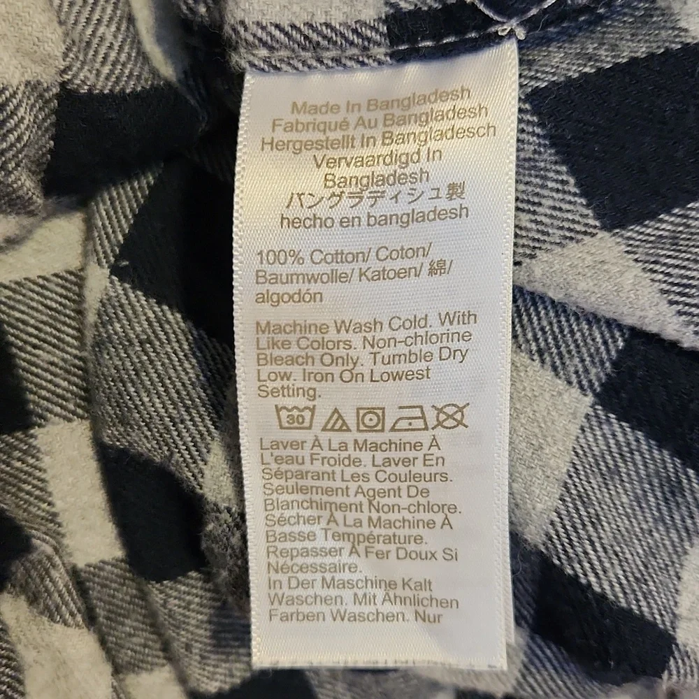 J. Crew Black and Gray Flannel Checkered Pajama Pants Size Large 100 % Cotton